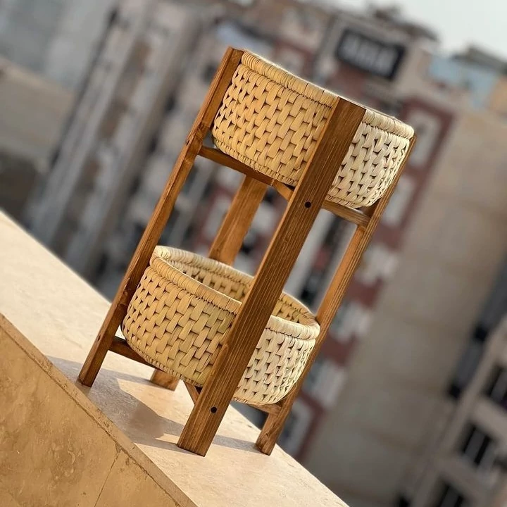 سبد سیب زمینی و پیاز دوطبقه حصیری لی گالری (پس کرایه)