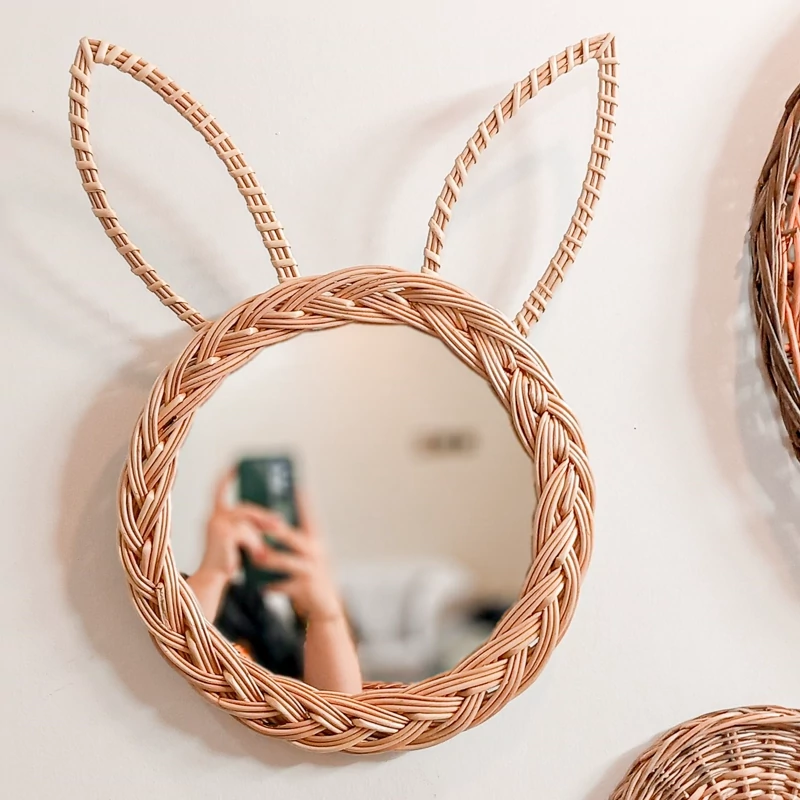 آینه حصیری مروار بافی پینترستی آینه خرگوشی (پس کرایه)